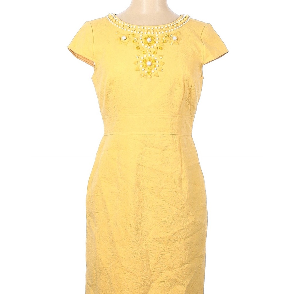 Chetta B Yellow Dress with Bead Embellishments